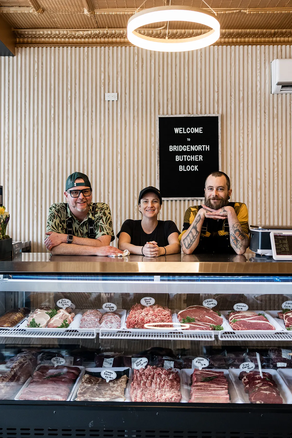 Bridgenorth Butcher Block co-owners (from left) Brad Watt, Becca Kemp and butcher Jacob Hunter